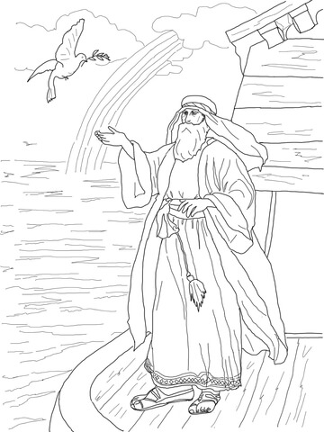 Noah'S Dove Returns With The Olive Leaf Coloring Page